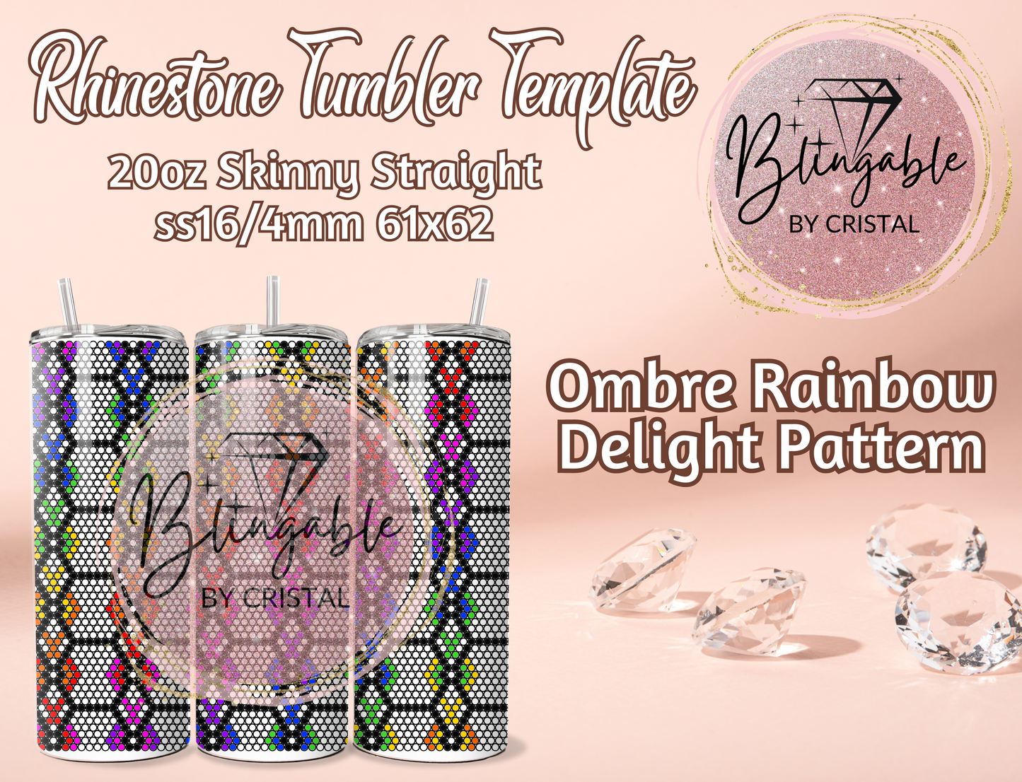 Tumbler Template - Ombre Rainbow Delight *Digital File*