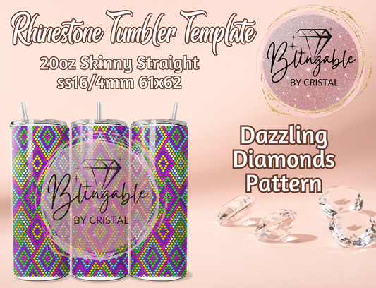 Tumbler Template - Dazzling Diamonds *Digital File*