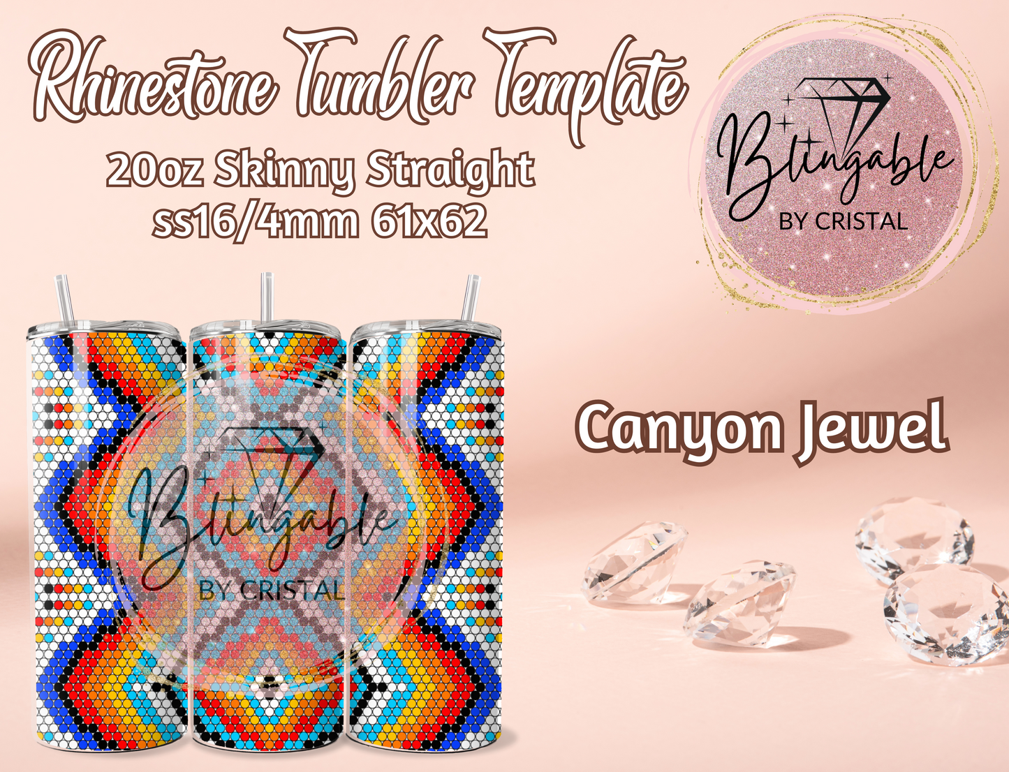 20oz Tumbler Template - Canyon Jewel *Digital File*