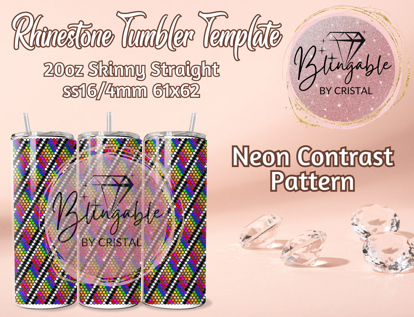 Tumbler Template - Neon Contrast *Digital File*