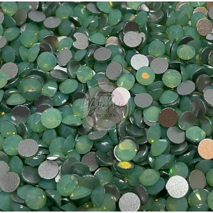 Green Opal - Glass Flatback Rhinestones