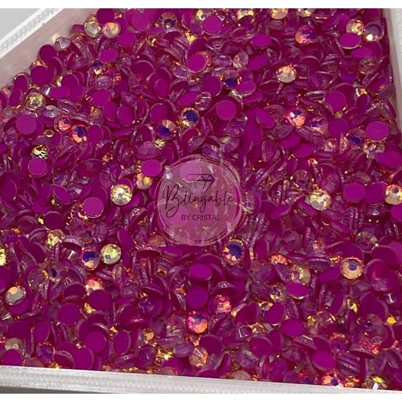 Dark Pink Opal Luminous - Glass Flatback Rhinestones