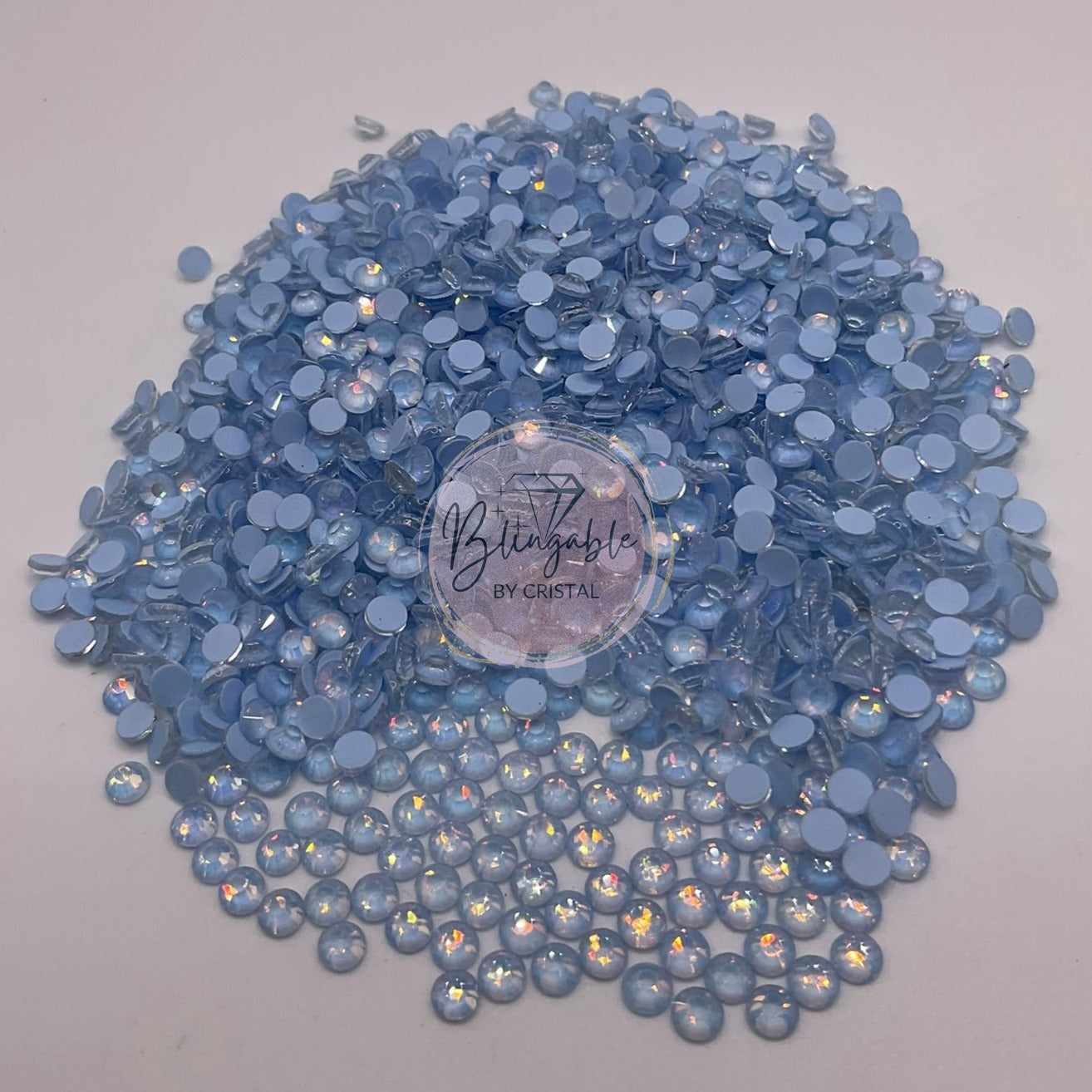 Luxurious Opal Light Sapphire - Glass Flatback Rhinestones