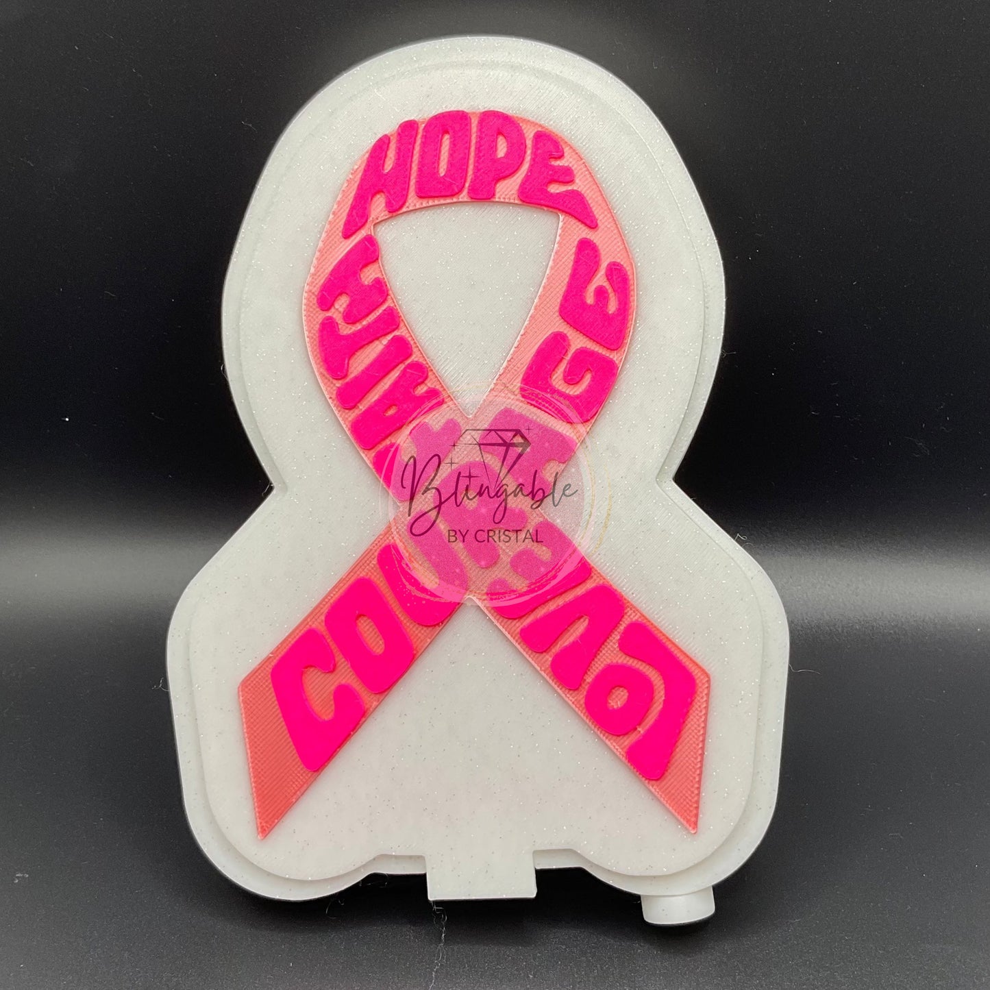 Pink Ribbon Rhinestone Tray