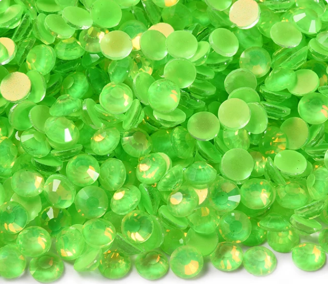 Lime Neon Opal - Glass Flatback Rhinestones