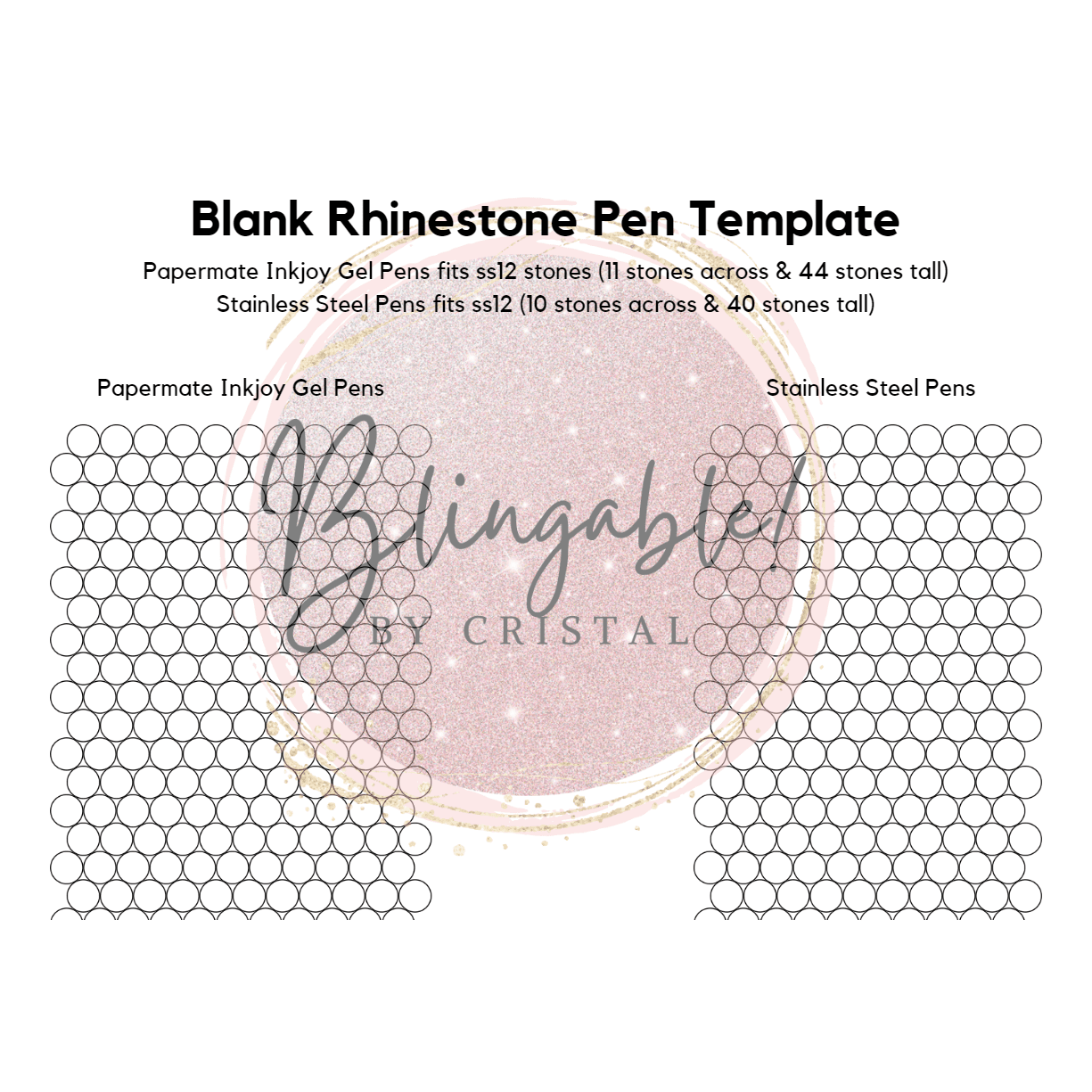 Blank Rhinestone Pen Template *Digital File*